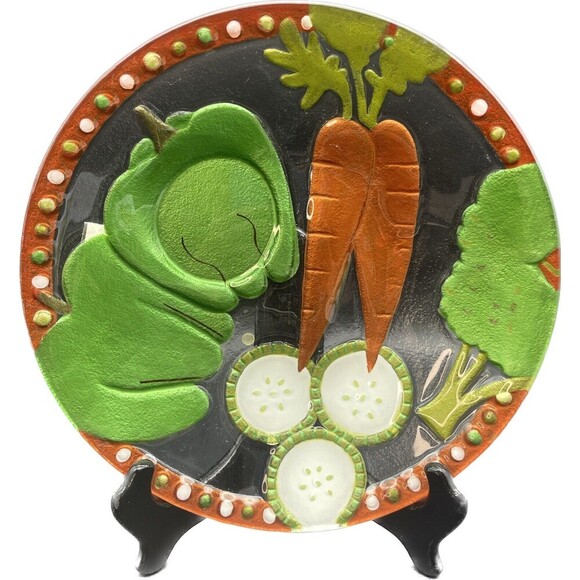 Lori Siebert Silvestri Fusion Glass VEGETABLE Chip Dip Bowl Server Platter NEW! - Picture 1 of 5